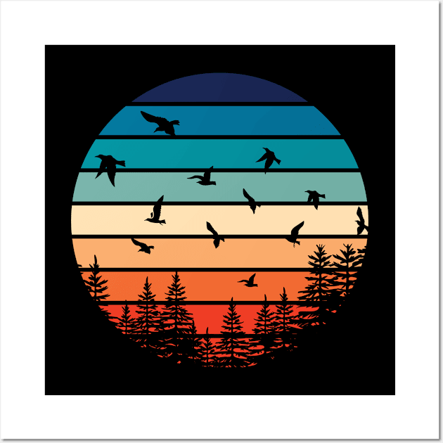 Birder - Birds Retro Wall Art by Kudostees